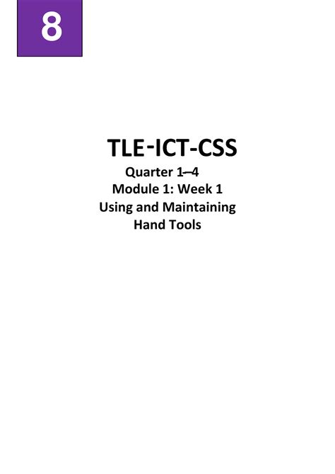 Grade 7 Q1 4 W1 Hand Tools Converted 7 TLE ICT CSS Quarter 1 4