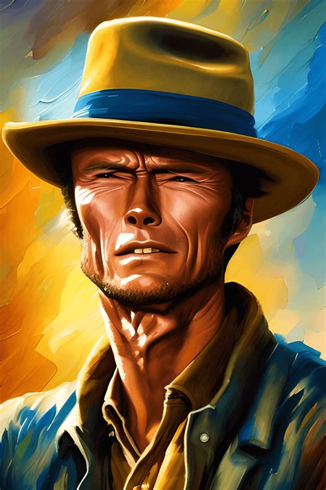 Oil Painting Of Young Clint Eastwood Wearing Hat · Creative Fabrica