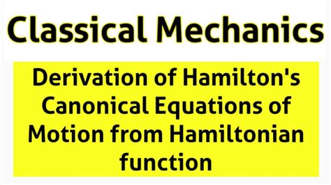 M Sc Maths Classical Mechanics Hamilton S Canonical Equations Of