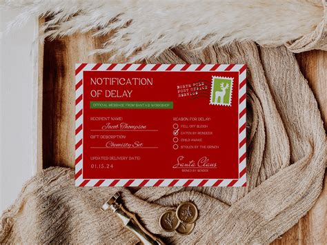 Editable Notification Of Delay Postcard Late Christmas Gift Letter From