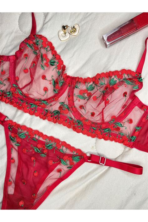 ROZENİN LINGERIE Yılbaşı Hediyesi Kırmızı Yeşil Balenli Kapsız Tül Sütyen Takımı SÜTYEN TANGA