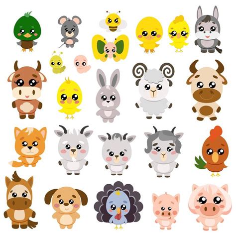 cute animal clipart vector art icons  graphics