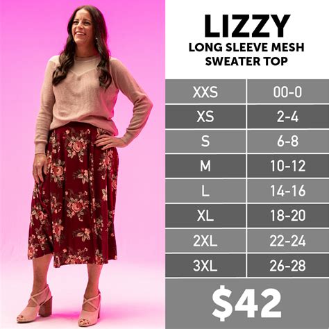 Lularoe Eliza Size Chart