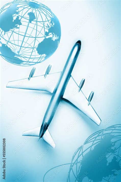 Boeing 707 Model Airplane and Globes Stock Photo | Adobe Stock