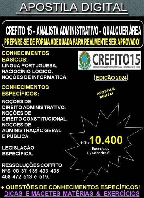 Apostila Crefito Analista Administrativo Qualquer Rea Teoria