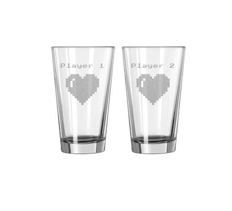 Player 1 And 2 Pint Glasses Acid Ink Designs