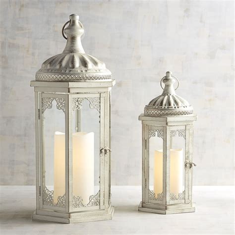 Whitewashed Metal Lanterns Pier 1 Imports Metal Lanterns Outdoor Lanterns Lanterns Decor