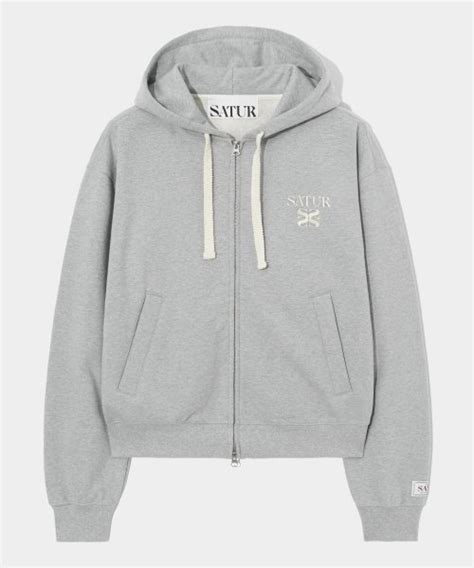 Musinsa Satur Classic Logo Hooded Zip Up Melange Gray