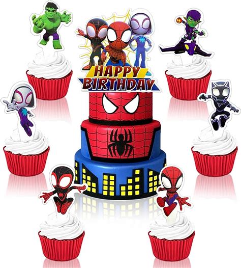 POVALLOV Spider Tortendeko 25 Stück Cake Toppers für Kindergeburtstag