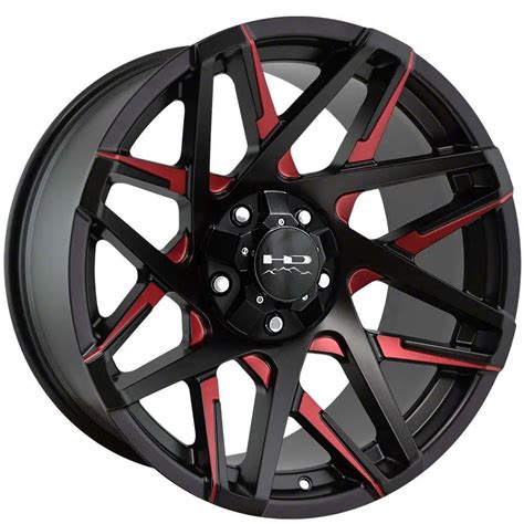 HD Off Road Wheels Jeep Wrangler Canyon Satin Black Milled With Red