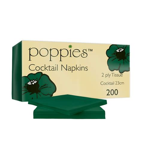 Dark Green Cocktail Napkins 2ply 23cm Poppies Cocktail Napkins 2ply 23cm Mbs Wholesale