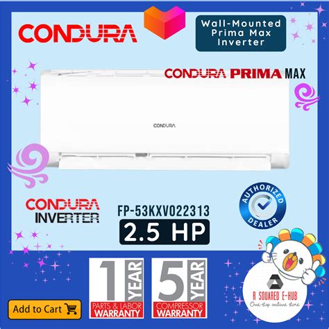 Condura Wall Mounted Prima Max Inverter Aircon 2 5 HP FP 53KXV022313