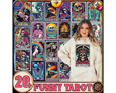 20 Snarky Funny Tarot Card Bundle Woman Skeleton Mother Sublimation