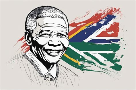 Nelson mandela con arte estilo bandera de sudáfrica Foto Premium