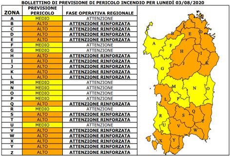 Incendi è allerta in Sardegna lunedì 3 agosto bollino arancione