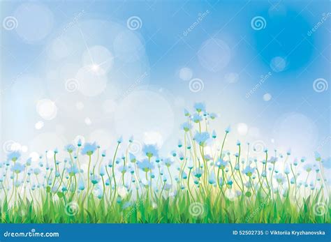 Vector Nature Background With Blue Flowers. | CartoonDealer.com #52502735