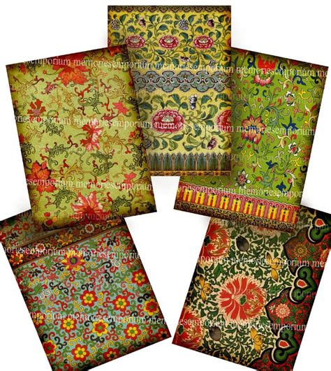 Antique Chinese Pattern Backgrounds Oriental Paper Decoupage Atc Aceo