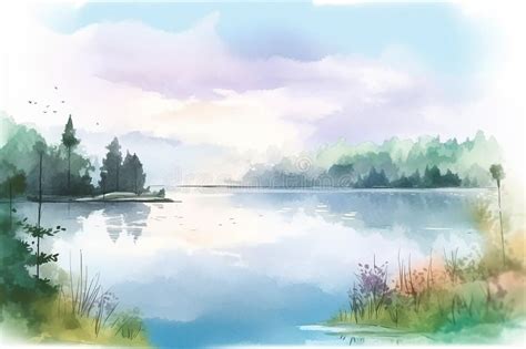 Watercolor Lakes Illustration Stock Illustration - Illustration of ...