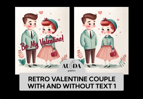 Retro Valentine Couple Wo Text Graphic By Auda Graphics · Creative Fabrica