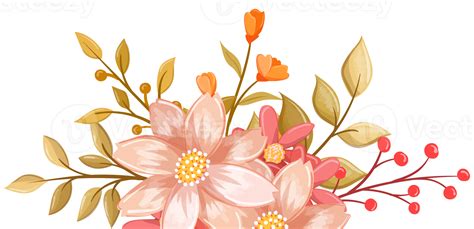 Pink Orange Flower Arrangement With Watercolor Style 15739020 PNG