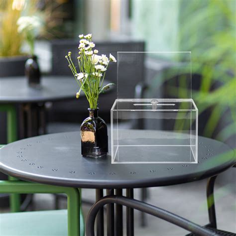 Masteelf Clear Acrylic Voting Box with Lock Donation Box with Sign