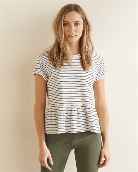 Womens Peplum Waist Striped Tee Shirt By Upwest Madewell Striped Tee