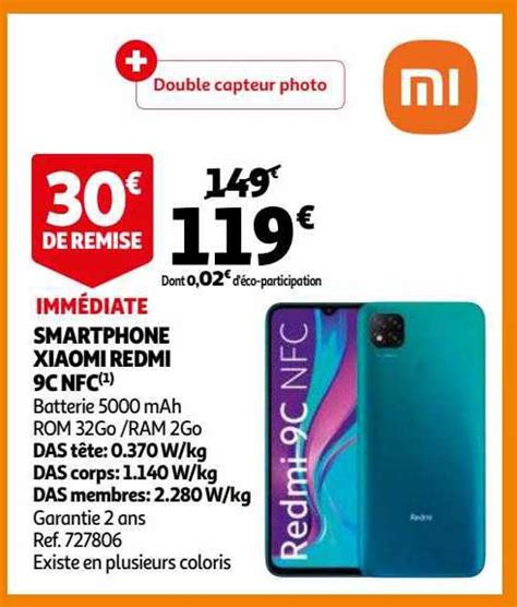 Promo Smartphone Xiaomi Redmi 9c Nfc Chez Auchan ICatalogue Fr