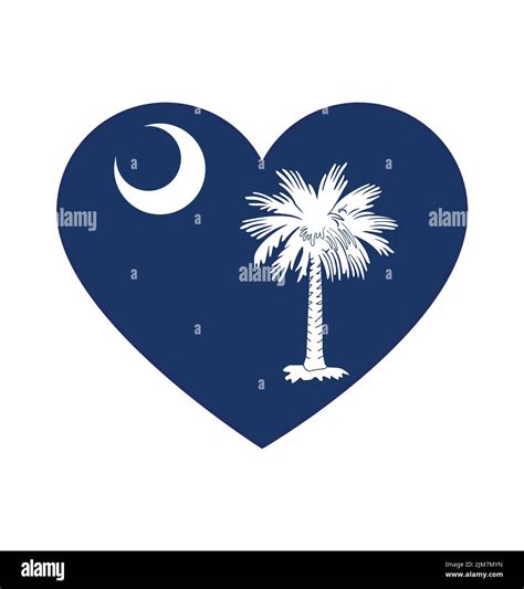 South Carolina Sc State Flag In Love Heart Shape Symbol Vector Isolated