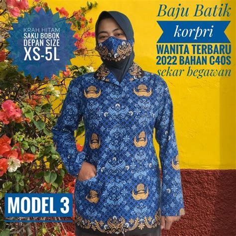 Jual Seragam Batik Korpri Baju Korpri Wanita Terbaru 2022 Katun C40s