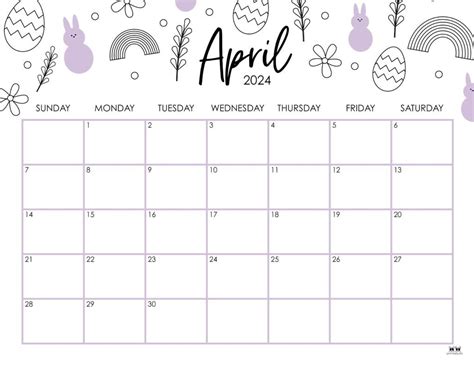 A Calendar With The Word April In Black And White Surrounded By Cute