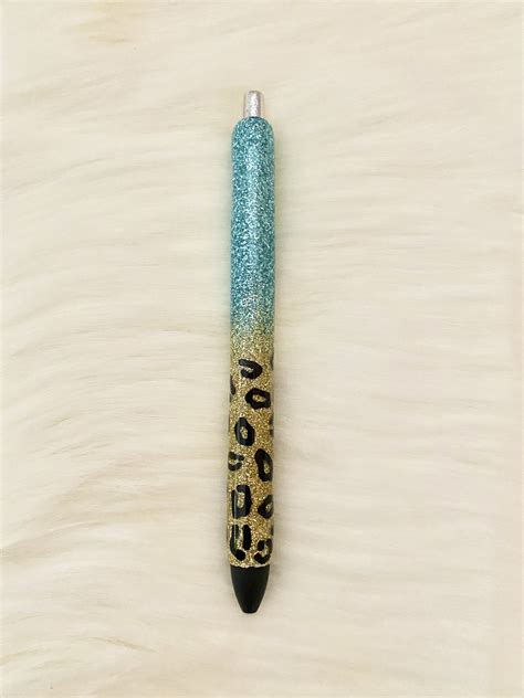 Ombr Leopard Print Glitter Pen Glitter Pens Resin Pens Etsy