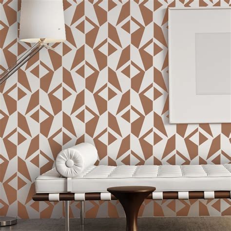 Wall Stencil Geometric Allover Pattern Jacqueline For Room DIY Decor