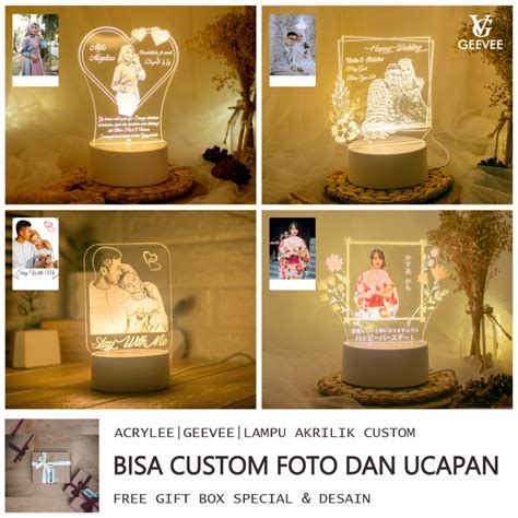 Jual Hadiah Kado Unik Lampu Akrilik Custom Lampu Hias LED Meja 3d Cocok