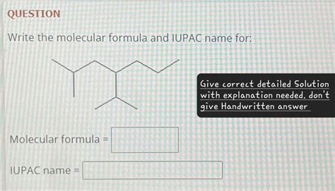 Answered Question Write The Molecular Formula Bartleby