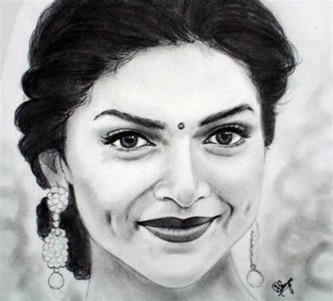 Deepika Padukone Potrait Boho Art Drawings Abstract Pencil Drawings