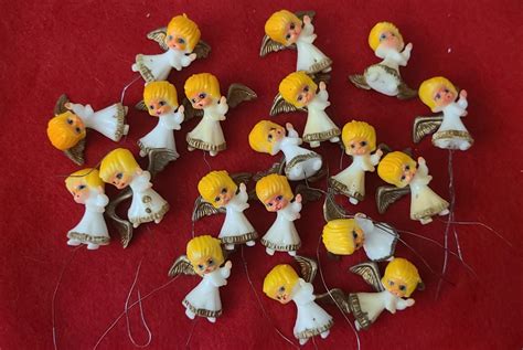 19pc 1960s 1 Miniature Plastic Angel Figurines Vintage Christmas Mcm