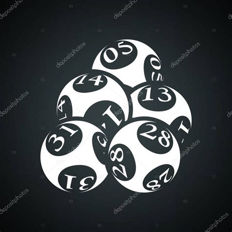 Lotto Bolas Icono Fondo Negro Con Blanco Ilustración Vectorial Vector