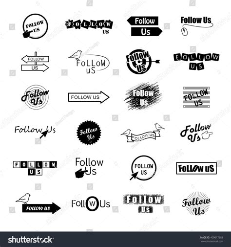 Follow Us Icons Setisolated On White Stock Vector (Royalty Free) 409017988 | Shutterstock