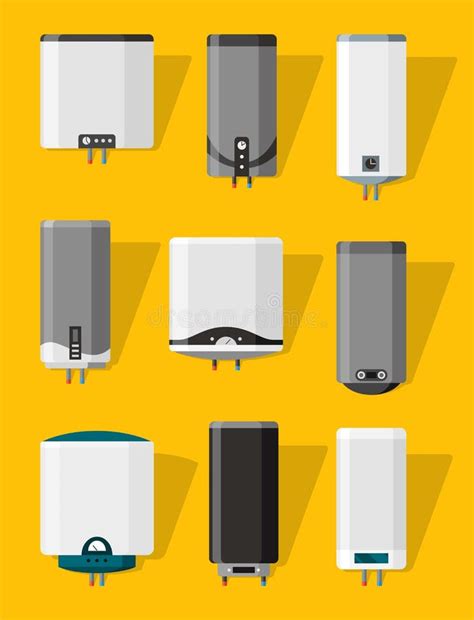 Boiler Icons Symbol Of Heating Equipment Vector Water Heaters In Flat