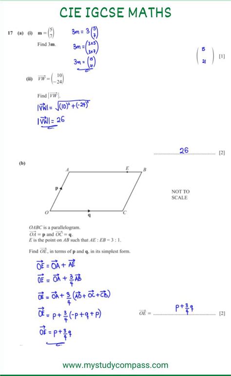 Cie Igcse Maths 0580 21 M J 20 Solved Past Paper Question 17