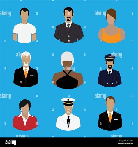 Ilustración Vector Conjunto De Profesiones De Personas Los Iconos De