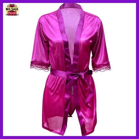 Jual Eiregnil Ivy Lingerie Sexy Kimono Silk Robe Bathrobe G String