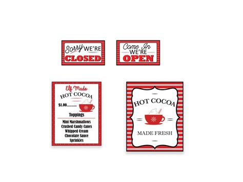 Elf Hot Cocoa Stand Elf Christmas Props Printable Elf Hot Cocoa Booth