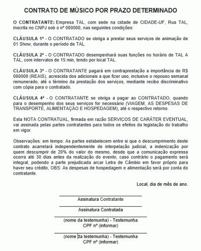 Modelo De Contrato Musical