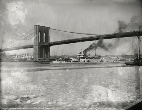 Monitor Uss Puritan Passes Under The Brooklyn Bridge Great Example Of Monitor Design [2806 ×