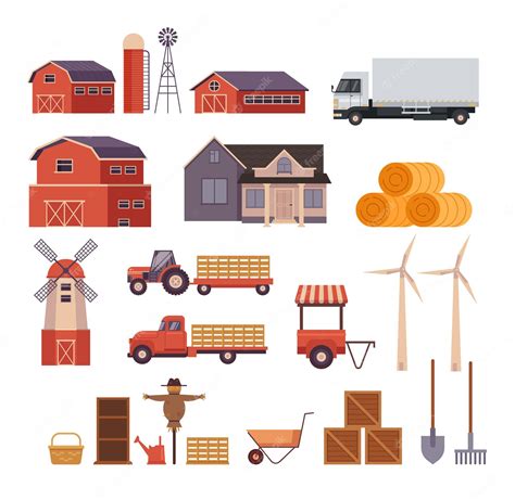 Premium Vector | Farm rural countryside isolated set