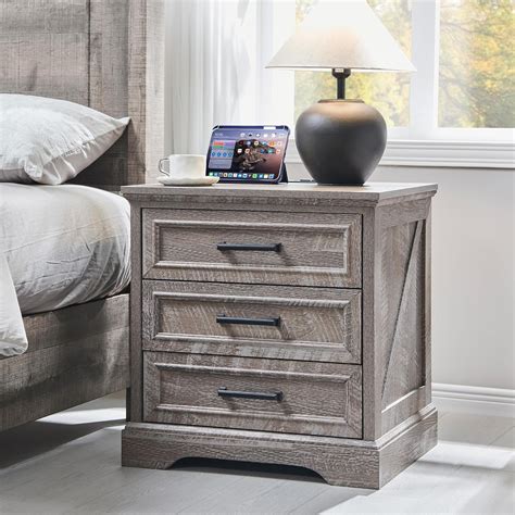 Amazon Accohoho Farmhouse Nightstand With Charging Station