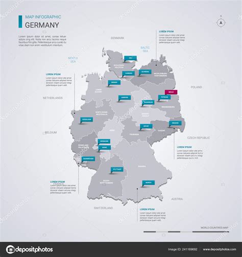 Germany Vector Map Infographic Elements Pointer Marks Editable Template