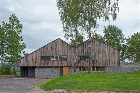 M Shaped Roof Fjord House Clad In Weathered Wood