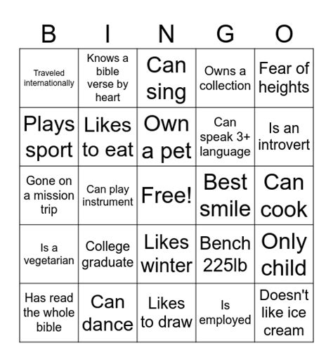 Ice Breaker Bingo Card